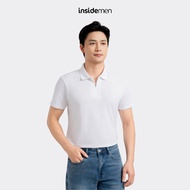 Men's PLAIN WHITE Polo Shirt short sleeve INSIDEMEN. Cool fabric, easy to move in, Regular Fit form 