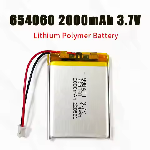 654060 2000mAh Battery 3.7 V Lithium Polymer Rechargeable Batteries Li Po for Heating Gloves Hand Wa