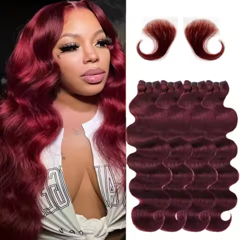 Body Wave Bundles Human Hair 99J Burgundy Color Human Hair 3 Bundles Brazilian Virgin Human Hair Wea