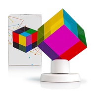 Color Mixing Cube with Display Stand – 2 Inch (50mm) Cyan, Yellow, & Magenta Acrylic Prism Optical P