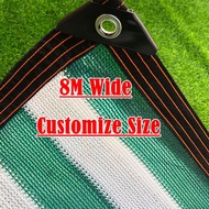 8M Wide Sun Shade Net Green and White Stripes Garden Sail Plant Shading Outdoor Sun Shade Sail