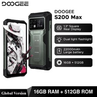 Doogee S200สูงสุดโทรศัพท์มีสาย16GB 512GB 22000MAAh 66W 1.32 "6.72แสดงผลด้านหลัง120Hz หรี่7050 NFC