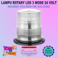 Lampu Rotary 24 Volt Flash Blitz Mika Bening LED 3 Mode Rotari 12 Volt Variasi Mobil Truk