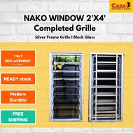 2'X4' Tingkap Nako Siap Grille Silver Aluzinc Cermin Hitam🔥READY STOCK✅FREE SHIPPING‼️