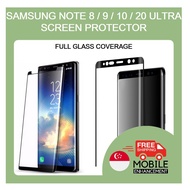 Samsung Note 8 , 9 ,10, 10+ , plus , Note 20 Ultra, 20 Sam note 10+ Tempered Glass Screen Protector FULL COVERAGE