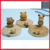 SG Natural Wood Base For Crystal Mobile Phone Nine-Tailed Fox Lucky Cat Bearbrick Wood Base