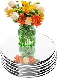 9PCS Round Mirror Tiles for Centerpieces, 10inch Mirror Trays Flat Circle Mirrors for Tables Mirror