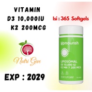 UpNourish Liposomal D3 K2 Vitamin 10000 IU D3 and K2 MK-7 200 mcg - 365 Vitamin D3 k2 (Vitamina D3 c