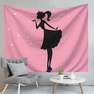 (ZT)Pink Barbie Tapestry Background with Clips Disney Barbie Princess Polyester Tapestry Wall Decora