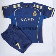 AL NASSR RONALDO AWAY KIDS JERSEY SET AL NASSR RONALDO AWAY KIDS FOOTBALL SHIRT SET 2023-2024