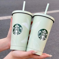 ⭐Starbucks Mint Style Tumbler Portable Food Grade Stainless Steel Coffee Cup Large Capacity Insulated Straw Cup Office and Home Coffee Cup