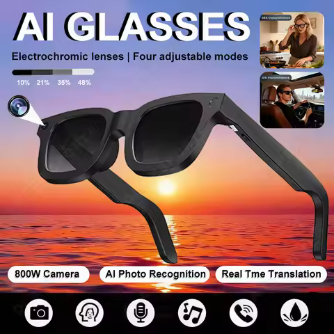 New Smart Glasses HD 8K Photochromic Lens Bluetooth Call Music AI Voice Translate Video Recording Ca
