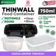 Thinwall Rectangle & Round 750ML Food Container Box Delkochoice Plastic Food Container