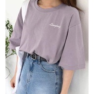 日本 GRL - 美式簡約刺繡logo寬版T恤-紫羅蘭 (F)