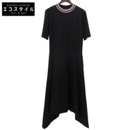 Paul Smith 女士短袖喇叭連身裙，羅紋領，黑色，M 碼 (245102) 24AW