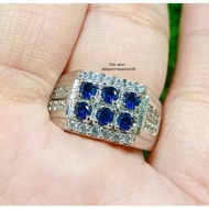 GENUINE BLUE SAPPHIRE STONE RING 6 PCS SILVER TIE 926 BANGKOK