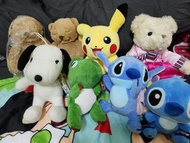 全新！八隻毛絨娃娃玩偶 史迪奇 皮卡丘 史努比 韓國服飾泰迪熊
