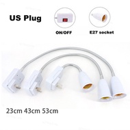23cm 43cm 53cm AC 110V 220V E27 US plug Lamp Bulb Flexible Light Bases Holder Switch Adapter power S