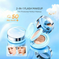 GMEELAN Sunscreen Cushion Foundation SPF50 PA++++ + Setting Spray Full Coverage Matte Long-Lasting W