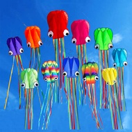 Square Kite Colorful Long Tail 3D Skeletonless Software Octopus Kite 4m Foreign Trade Non-Flying Ref