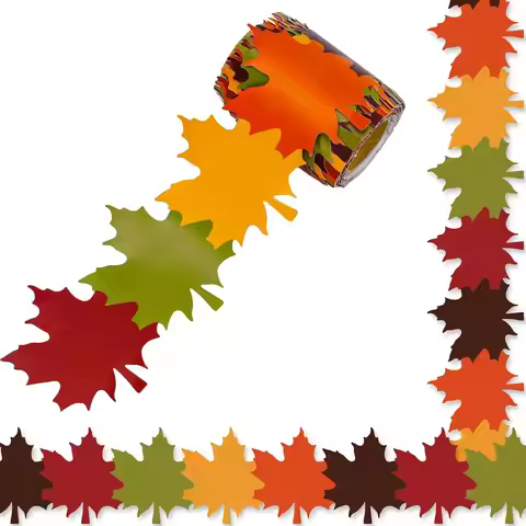 Fall Bulletin Board Borders Maple Leaves Shape Die-Cut Bulletin Board Strips Colorful Autumn Leaf Ro