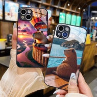 Capybara mouse glass case iphone 17 16 15 14 13 12 11 xr xs max 8 7 6 pro max plus mini 6s 6g 7g 8g 