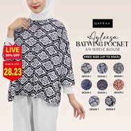 QAYRAA AYLEESA Oversize Batik Blouse with Pocket/3 Quarter Sleeve PREMIUM Ironless/Button Cotton Cre