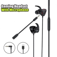3.5mm Type C Gaming Headset For Pubg Ps5 Csgo Games Wired Earphone Microphone Volume Control In-Ear