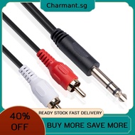 2 RCA to 1/4 inch 6.35mm Stereo Audio Cable Male to Male 1.5m/4.9ft