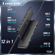 Lemorele Laptop Docking Station Usb C 3.1 Hub Type C to 2 Hdmi Adapter Hdmi Splitter Desktop Dock