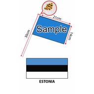 Estonia Hand Flag With Stick (14x21cm)/ Bendera Tangan Dunia Estonia (14x21cm)