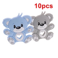 【Get the Perfect Fit】 10pcs Silicone Bear Baby Teether Food Grade Infant Teething Pacifier Chain Acc