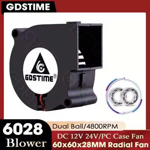 GDSTIME Brushless DC 12V 24V Cooler 60x60x28mm 60mm 2Pin Centrifugal Blower Cooling Fan 6028 6cm Sle
