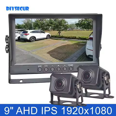 DIYSECUR 1080P 9inch AHD IPS Rear View Car Monitor IP68 Waterproof Starlight AHD Rear View Camera fo