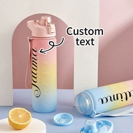 1pc 35oz/1000ml Personalized Kids Name Water Bottle - Customizable Baby Name/Logo Plastic Drinkware,
