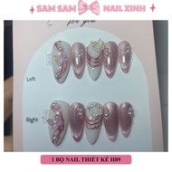 Nailbox design H89 - Fake nails with mirrored cat eye paint