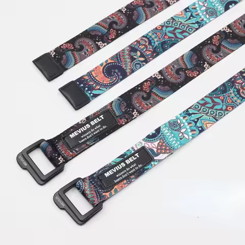 Boho Double Buckle Women Belt Jeans Canvas Men Belt Young Personality Summer Belt for Women Designer