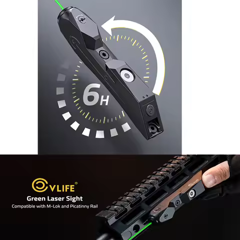 CVLIFE Rifle Green Laser Sight Dot Sighting Magnetic Rechargeable Compatible with M-Lok and Picatinn