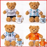 Cute Football Teddy Bear Plush Dolls Gift For Kids 2024 EURO Souvenirs Cosplay Messi CR7 Haaland De 