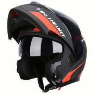 ♣HNJ Motorcycle Helmet Motor Flip Up Full Face Double Visor Open Face LED Topi Keledar✵