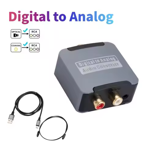 Digital to Analog Converter DAC Audio Optical Toslink SPDIF Coaxial Input to L/R RCA 3.5mm Jack Head
