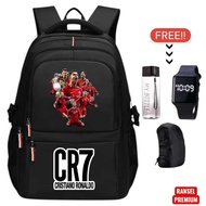 CR7 Boys' School Backpack with Free Watch, Bottle & Raincover