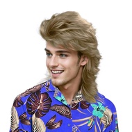 【L.D】Synthetic Hair Wig Mullet Wig Golden Blonde Wig for Men Full Machine Wig for Male