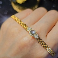 |白剛古巴鏈|A貨翡翠高冰玻白剛蛋面4.5mm純銀鍍18k金色款手鏈