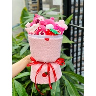 Lotso Strawberry Bear Bouquet, Purple Stitch Stuffed Premium Gift