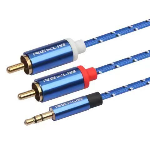 Audio Cable 0.5/1/1.8/3/5/10/15m RCA Audio Cable 2RCA Male to 3.5mm Jack to 2 RCA AUX Cable Cotton B