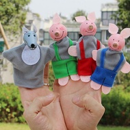 4pcs/lot Pig Wolf Finger Toy Little Pigs Finger Puppets Kids Educational Hand Toy Story Baby Toy For