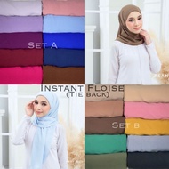 Instant Floise Tie Back Tudung Bawal Instant Tali Premium Moscrepe Ironless Borong Wholesale