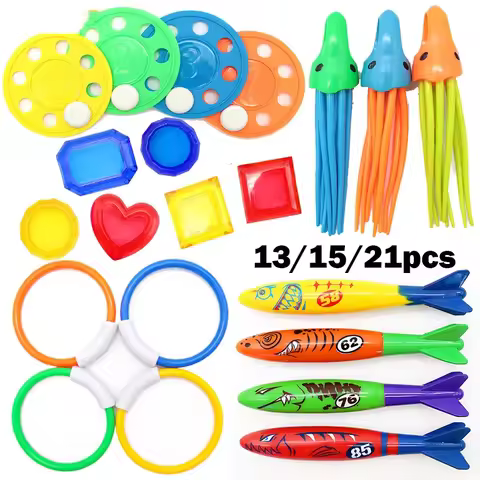 Diving Toys Set Swimming Pool Toys for Kids Diving Sticks Diving Rings Pirate Treasures Fish Toys Oc