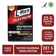 original L-men PLATINUM HIGH PROTEIN 25gr/serving LMEN isi 6 sachet /